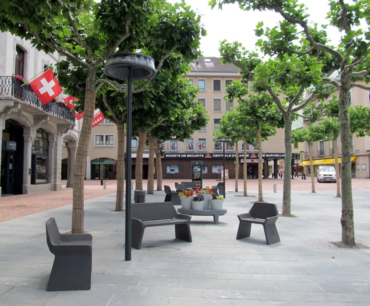 Martigny (Switzerland) – Central Square - Photograph by Kelly Cretton